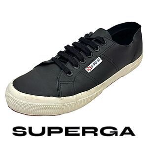 Superga Womens 2750 Nappaleau Black Fashion Sneakers EU 41 US 10 Medium EUC